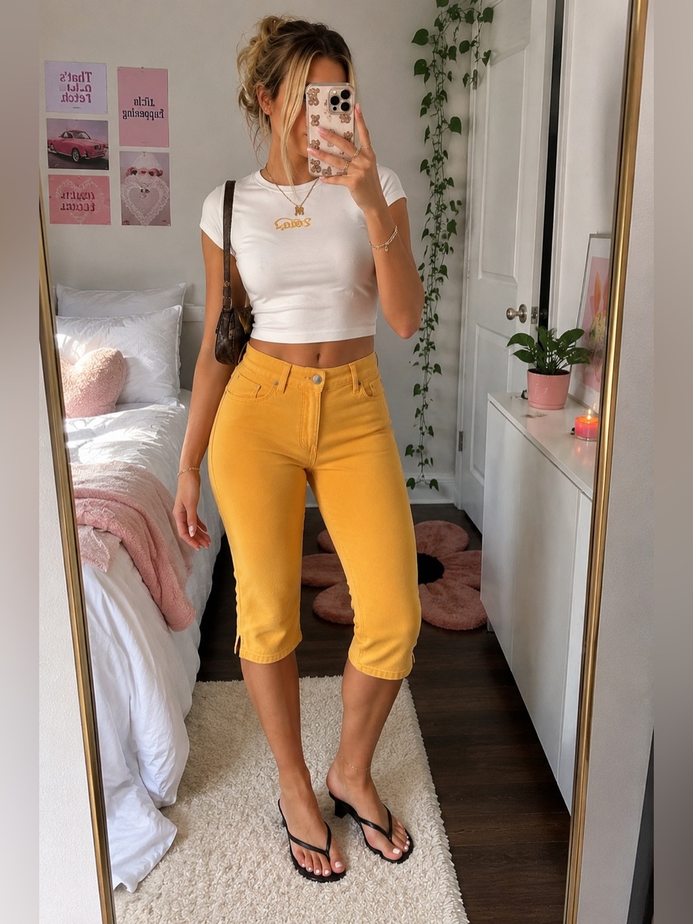 Vintage Y2K Jeanology Newport News Yellow Capri Jeans NWT Size 4